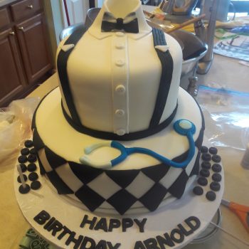 doctor cake black and white bow tie